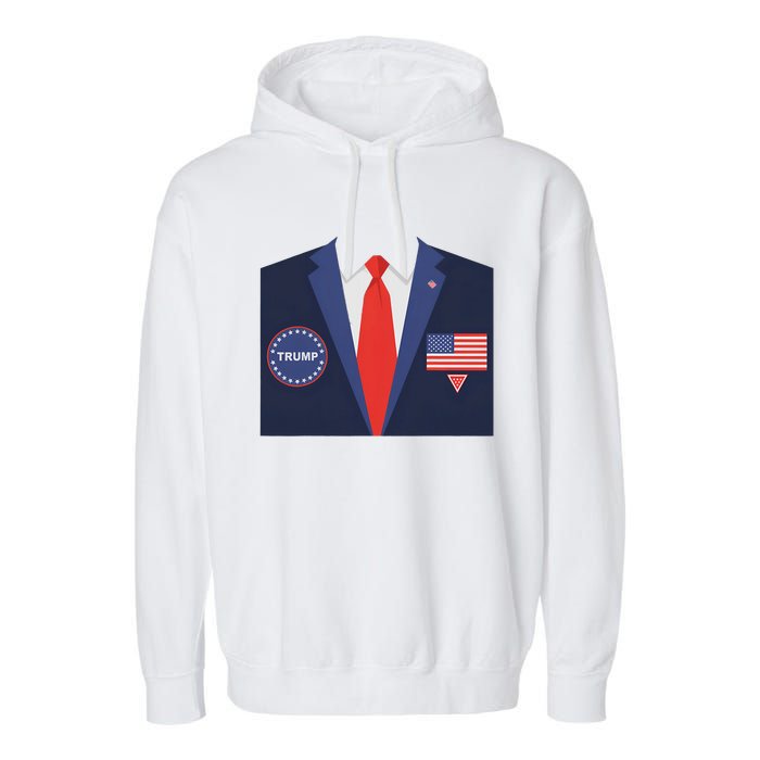 President Trump Suit Halloween Lazy Costume Flag Garment-Dyed Fleece Hoodie