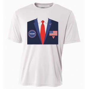 President Trump Suit Halloween Lazy Costume Flag Cooling Performance Crew T-Shirt