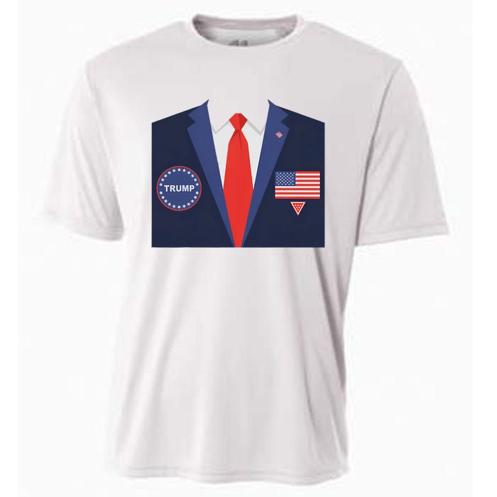 President Trump Suit Halloween Lazy Costume Flag Cooling Performance Crew T-Shirt