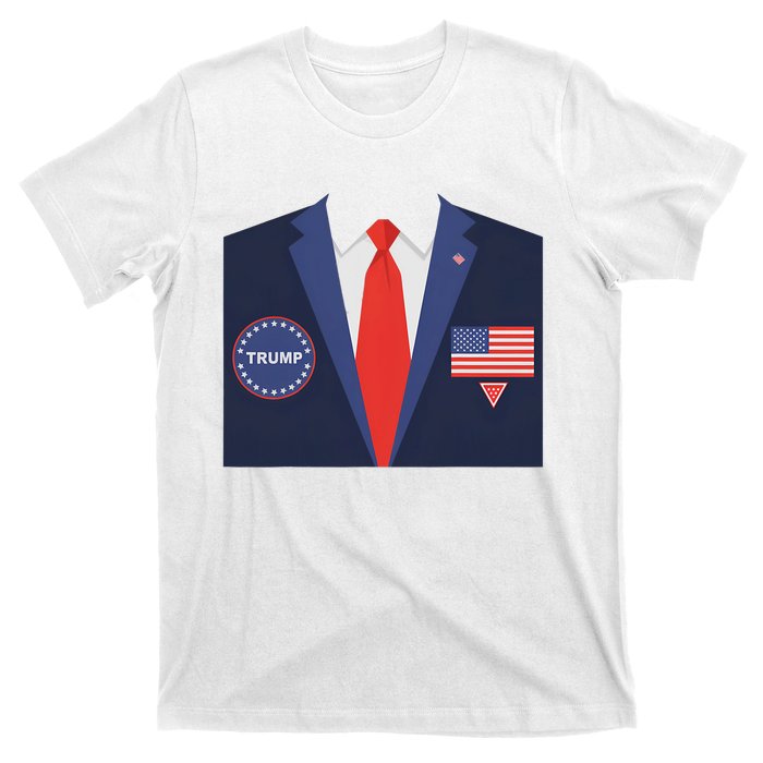 President Trump Suit Halloween Lazy Costume Flag T-Shirt