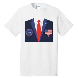 President Trump Suit Halloween Lazy Costume Flag Tall T-Shirt