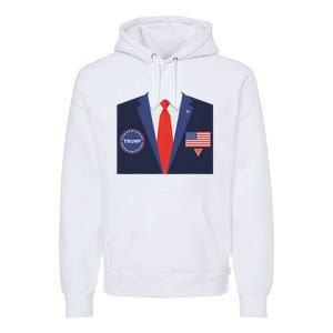 President Trump Suit Halloween Lazy Costume Flag Premium Hoodie