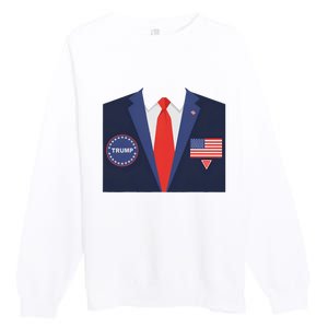 President Trump Suit Halloween Lazy Costume Flag Premium Crewneck Sweatshirt