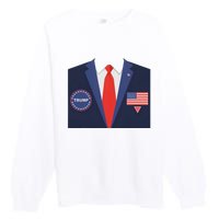 President Trump Suit Halloween Lazy Costume Flag Premium Crewneck Sweatshirt