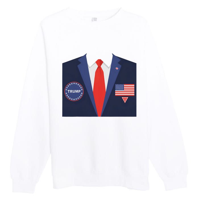 President Trump Suit Halloween Lazy Costume Flag Premium Crewneck Sweatshirt