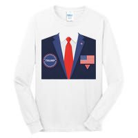 President Trump Suit Halloween Lazy Costume Flag Tall Long Sleeve T-Shirt