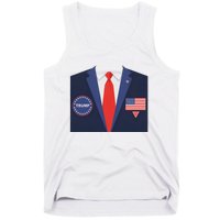 President Trump Suit Halloween Lazy Costume Flag Tank Top