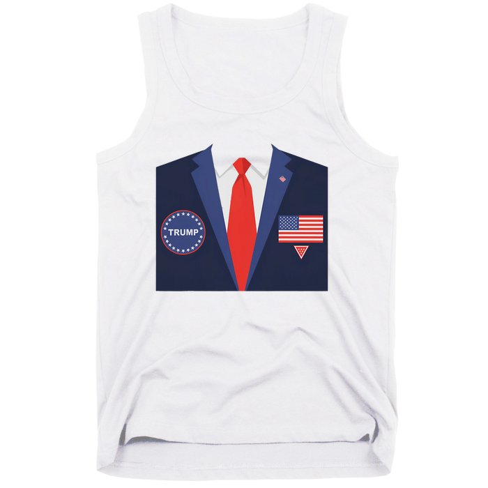 President Trump Suit Halloween Lazy Costume Flag Tank Top