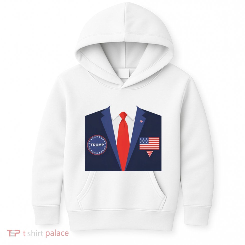 President Trump Suit Halloween Lazy Costume Flag Kids Hoodie