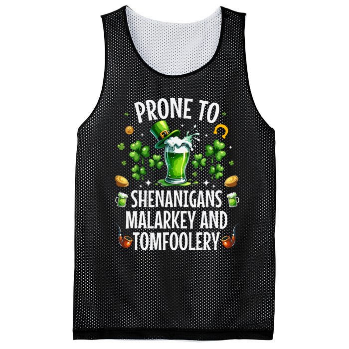 Prone To Shenanigans Malarkey Tomfoolery St Patricks Mesh Reversible Basketball Jersey Tank