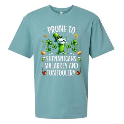 Prone To Shenanigans Malarkey Tomfoolery St Patricks Sueded Cloud Jersey T-Shirt