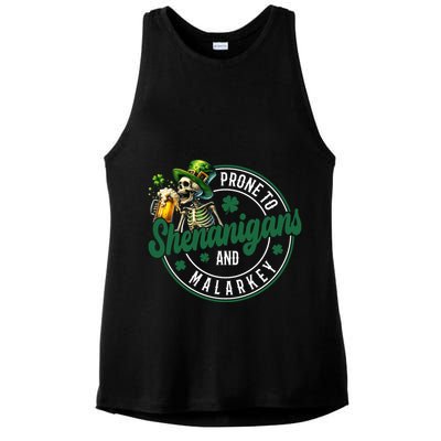 Prone To Shenanigans And Malarkey St Patricks Day Ladies PosiCharge Tri-Blend Wicking Tank