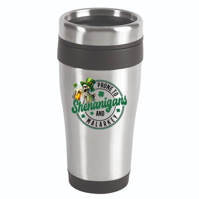 Prone To Shenanigans And Malarkey St Patricks Day 16oz Travel Tumbler