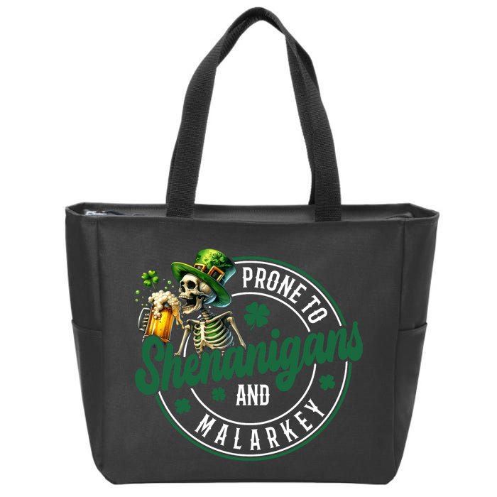 Prone To Shenanigans And Malarkey St Patricks Day Zip Tote Bag
