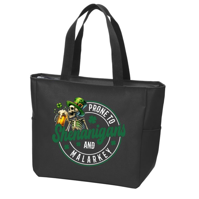 Prone To Shenanigans And Malarkey St Patricks Day Zip Tote Bag