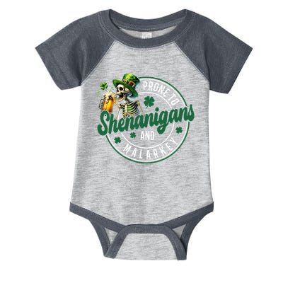 Prone To Shenanigans And Malarkey St Patricks Day Infant Baby Jersey Bodysuit