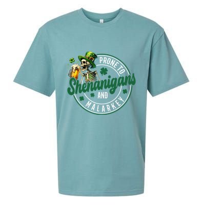 Prone To Shenanigans And Malarkey St Patricks Day Sueded Cloud Jersey T-Shirt