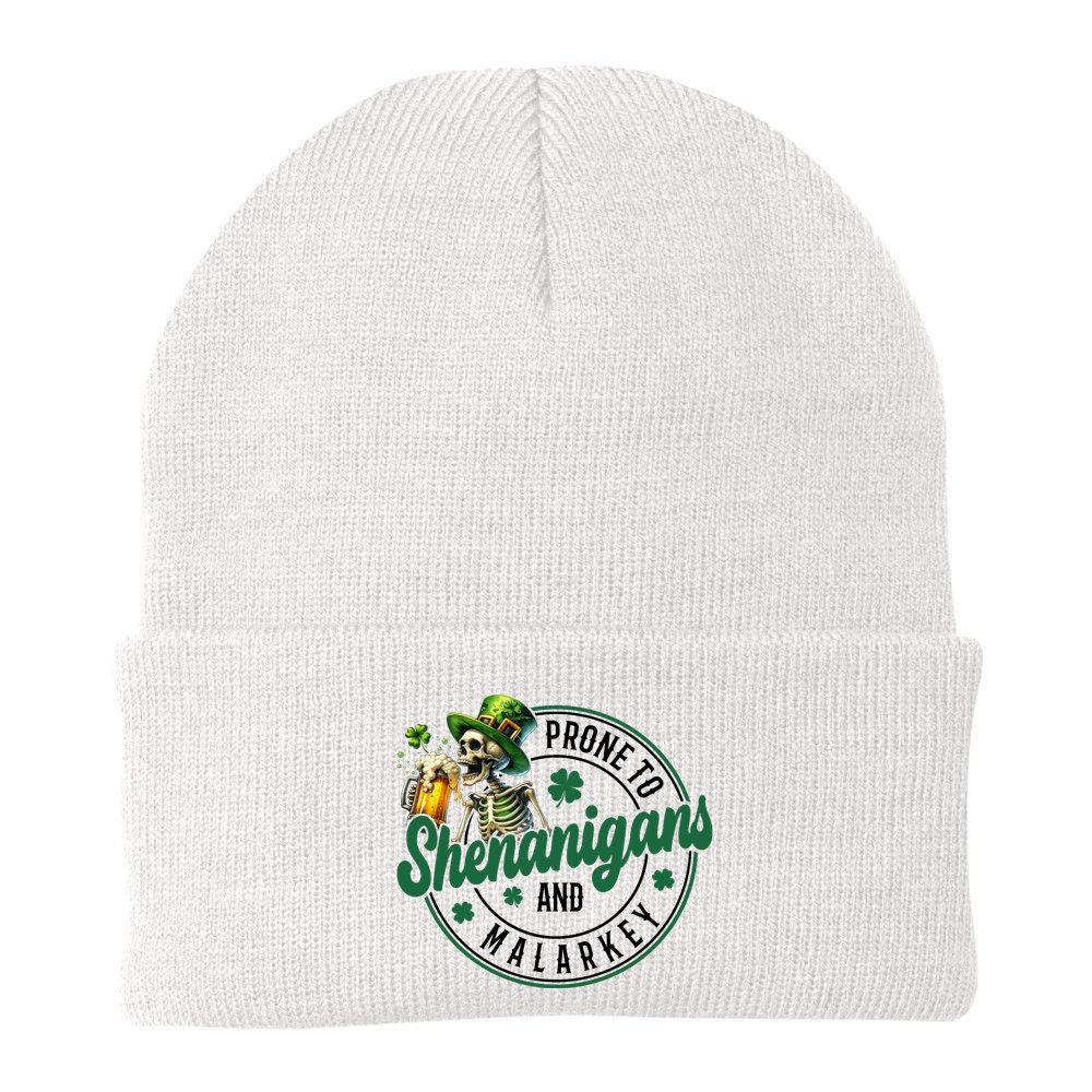 Prone To Shenanigans And Malarkey St Patricks Day Beanie
