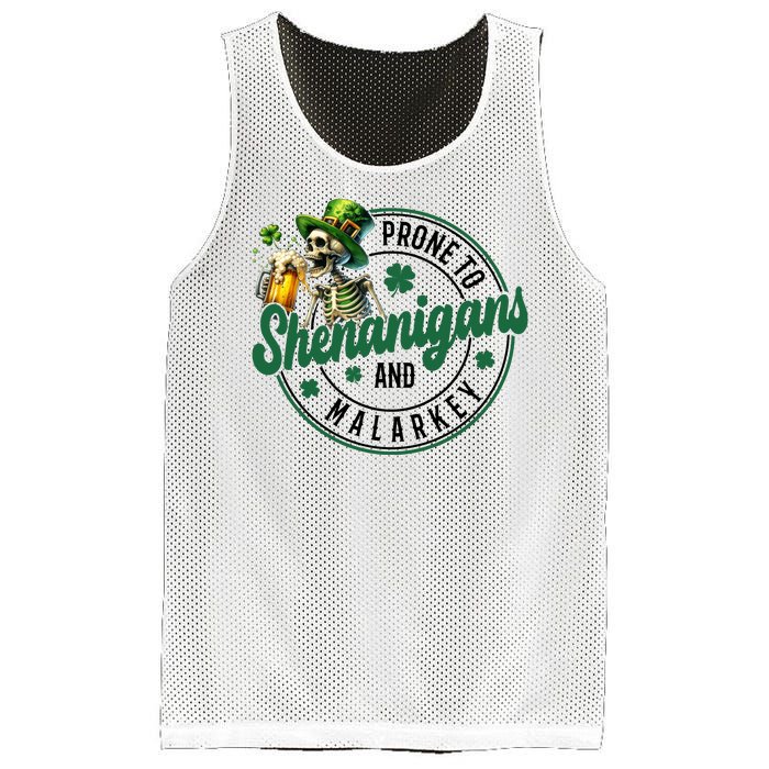 Prone To Shenanigans And Malarkey St Patricks Day Mesh Reversible Basketball Jersey Tank