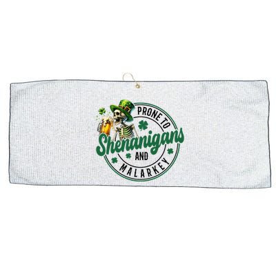 Prone To Shenanigans And Malarkey St Patricks Day Large Microfiber Waffle Golf Towel