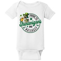 Prone To Shenanigans And Malarkey St Patricks Day Baby Bodysuit