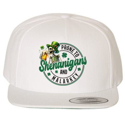 Prone To Shenanigans And Malarkey St Patricks Day Wool Snapback Cap