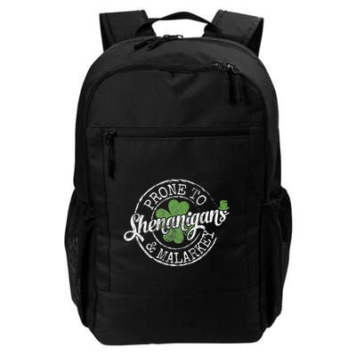 Prone To Shenanigans & Malarkey Fun Clovers St Patrick's Day Backpack