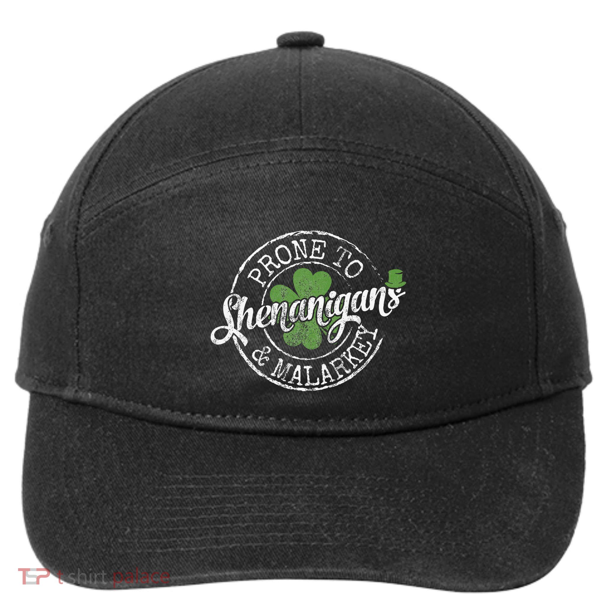 Prone To Shenanigans & Malarkey Fun Clovers St Patrick's Day 7-Panel Snapback Hat