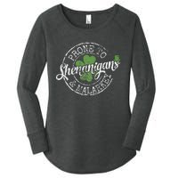 Prone To Shenanigans & Malarkey Fun Clovers St Patrick's Day Women's Perfect Tri Tunic Long Sleeve Shirt