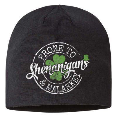 Prone To Shenanigans & Malarkey Fun Clovers St Patrick's Day Sustainable Beanie