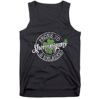 Prone To Shenanigans & Malarkey Fun Clovers St Patrick's Day Tank Top