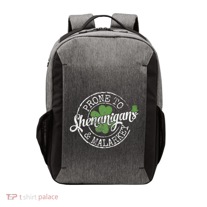Prone To Shenanigans & Malarkey Fun Clovers St Patrick's Day Vector Backpack