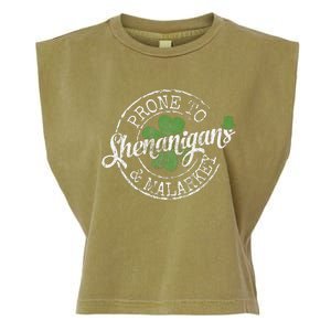 Prone To Shenanigans & Malarkey Fun Clovers St Patrick's Day Garment-Dyed Women's Muscle Tee