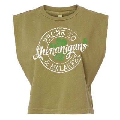 Prone To Shenanigans & Malarkey Fun Clovers St Patrick's Day Garment-Dyed Women's Muscle Tee