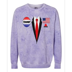 President Trump Suit Halloween Lazy Costume Flag Colorblast Crewneck Sweatshirt