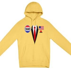 President Trump Suit Halloween Lazy Costume Flag Premium Pullover Hoodie