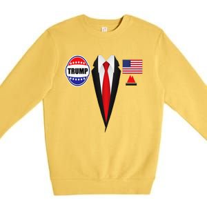 President Trump Suit Halloween Lazy Costume Flag Premium Crewneck Sweatshirt