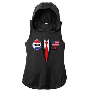 President Trump Suit Halloween Lazy Costume Flag Ladies PosiCharge Tri-Blend Wicking Draft Hoodie Tank