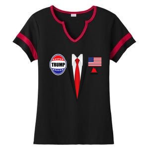 President Trump Suit Halloween Lazy Costume Flag Ladies Halftime Notch Neck Tee