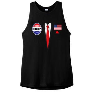 President Trump Suit Halloween Lazy Costume Flag Ladies PosiCharge Tri-Blend Wicking Tank