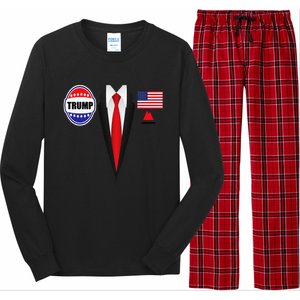 President Trump Suit Halloween Lazy Costume Flag Long Sleeve Pajama Set