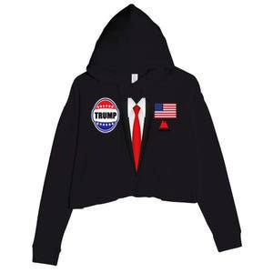 President Trump Suit Halloween Lazy Costume Flag Crop Fleece Hoodie