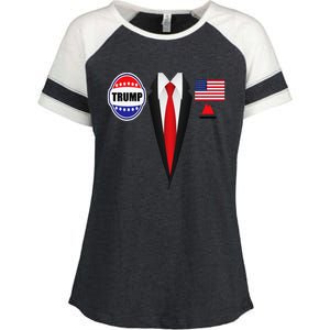 President Trump Suit Halloween Lazy Costume Flag Enza Ladies Jersey Colorblock Tee