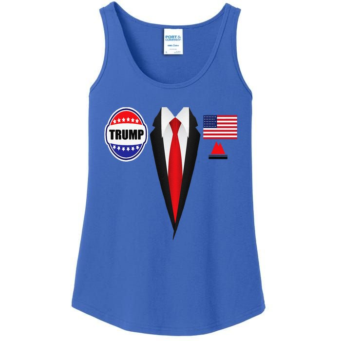 President Trump Suit Halloween Lazy Costume Flag Ladies Essential Tank