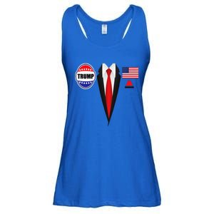 President Trump Suit Halloween Lazy Costume Flag Ladies Essential Flowy Tank