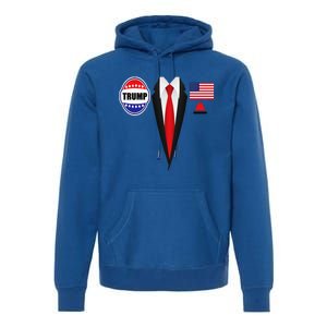 President Trump Suit Halloween Lazy Costume Flag Premium Hoodie