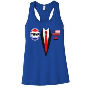 President Trump Suit Halloween Lazy Costume Flag Women's Racerback Tank