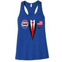 President Trump Suit Halloween Lazy Costume Flag Women's Racerback Tank