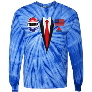 President Trump Suit Halloween Lazy Costume Flag Tie-Dye Long Sleeve Shirt