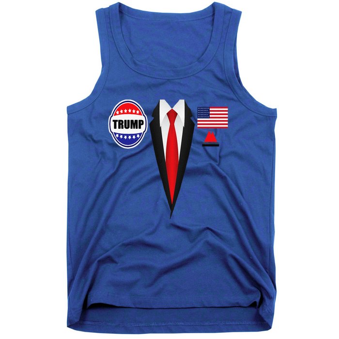 President Trump Suit Halloween Lazy Costume Flag Tank Top